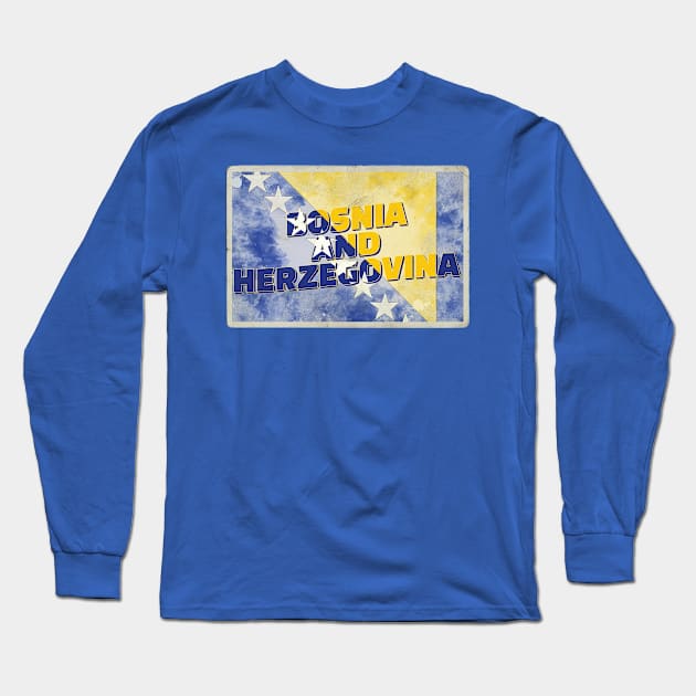 Bosnia and Herzegovina Vintage style retro souvenir Long Sleeve T-Shirt by DesignerPropo